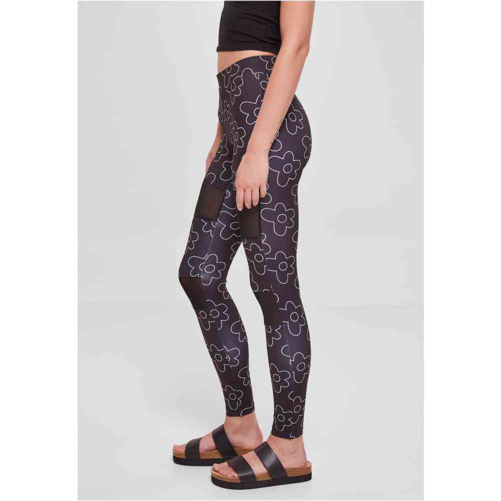 Urban Classics - Tech Mesh All over print Leggings - Black/White